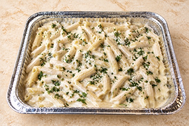 Alfredo served in a party tray