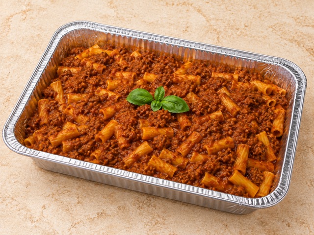 Bolognese served in a party tray