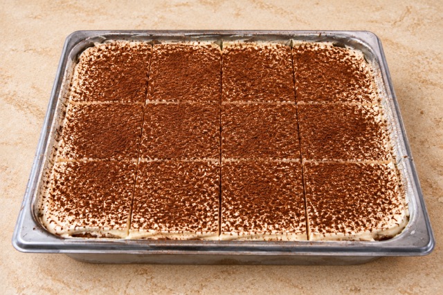 Tiramisù served in a party tray